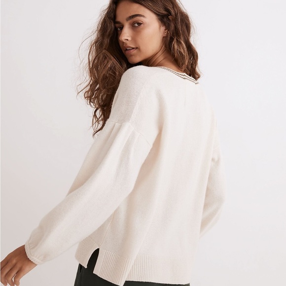 Madewell Pullover Sweater with Striped V Neck size Large - Picture 4 of 5
